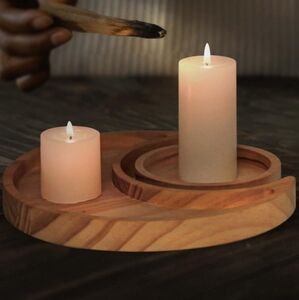 Crescent Moon and Sun Tray Set Lunar Eclipse Jewelry Wood Trays Crystal Display